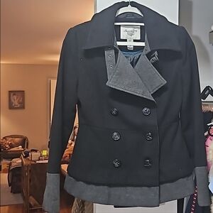 Short designer coat Double Breasted Contrast Colors